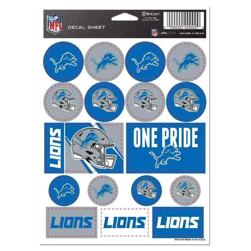 Detroit Lions Vinyl Decal Sheet 5x7 Sticker Pack Bundle