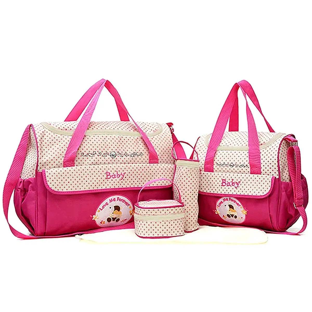 Diaper Bag Set Bear Print Polka Dot Large Capacity - Image 7