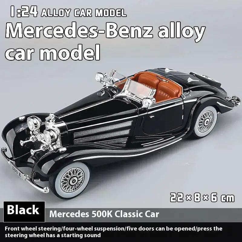 Diecast Car 1 24 Scale Metal Alloy Mercedes Benz 500K For Collectors - Image 17