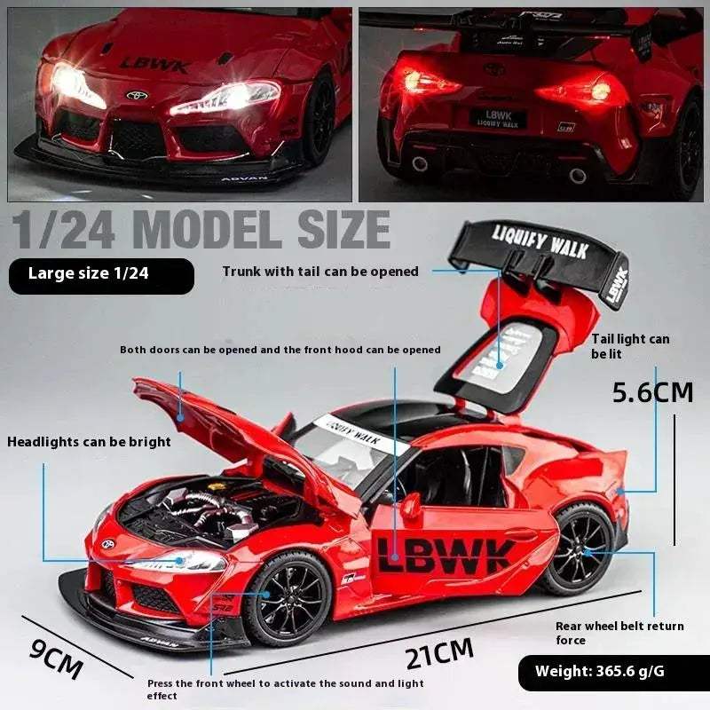 Diecast Car Model 1:22 Scale Alloy Toyota Supra for Desk Display Gift - Image 3