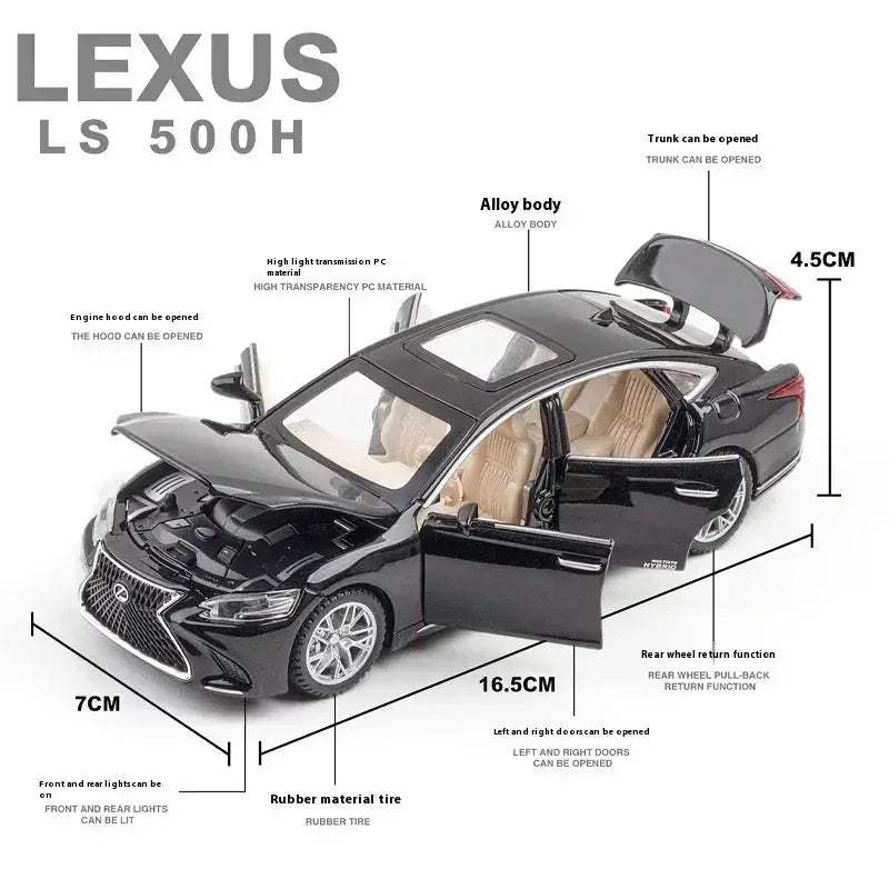 Diecast Car Model Lexus LS500H Sound and Light for Collectors - Image 2