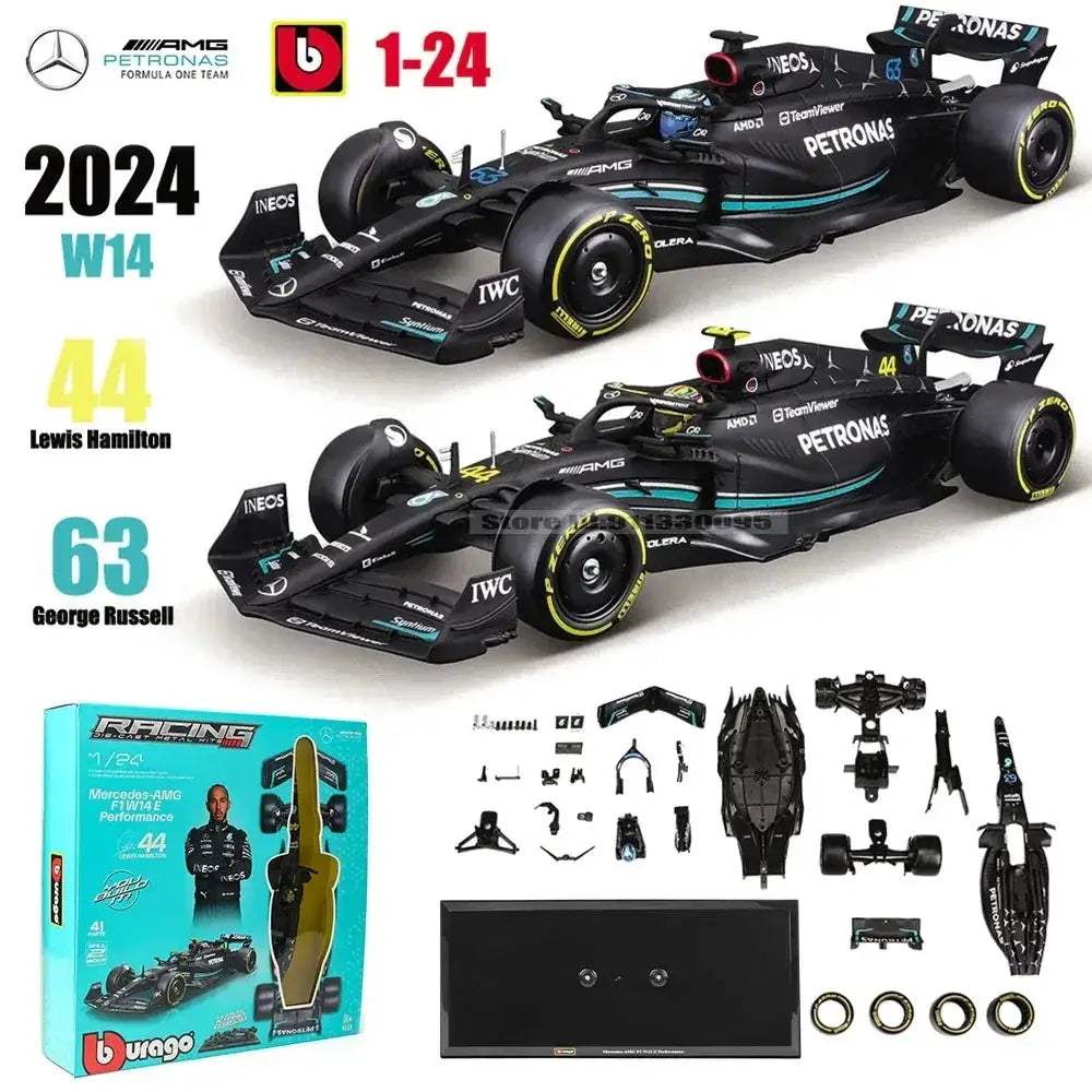 Diecast F1 Car Model Mercedes Alloy W14 DIY Assembly - Image 2