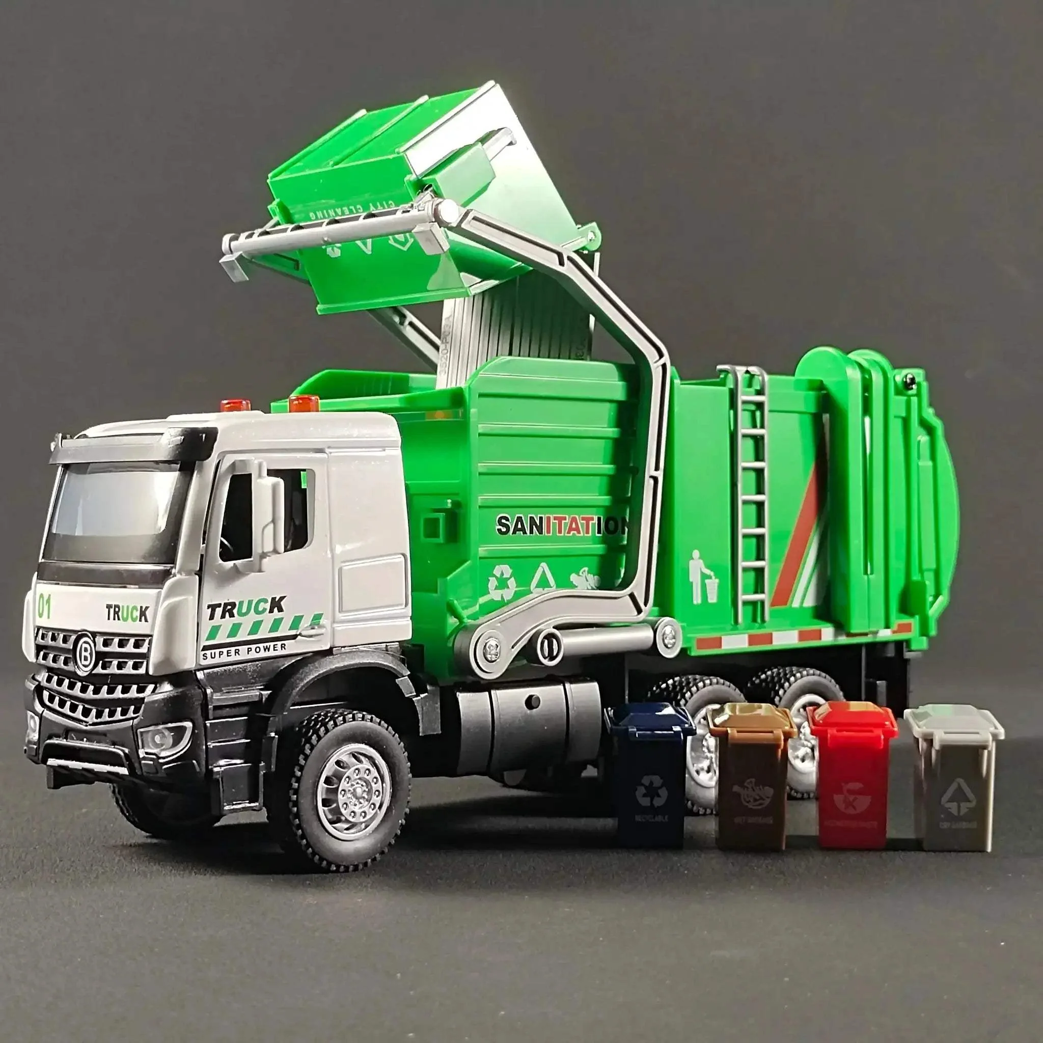 Diecast Truck 1:35 Urban Sanitation With Alloy Construction For Kids - Image 4