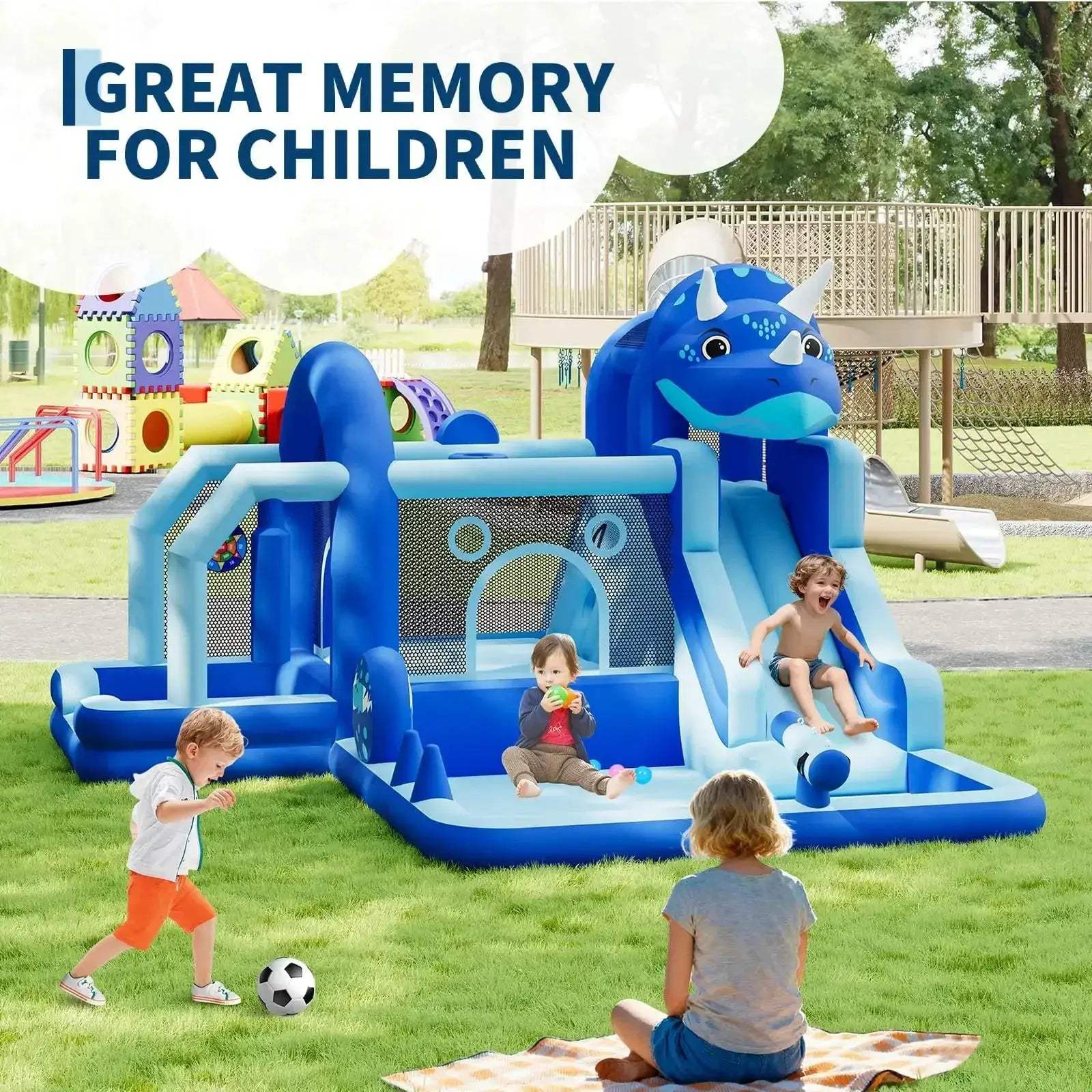 Dinosaur Bounce House With Water Slide For Kids Quick Setup - Image 4