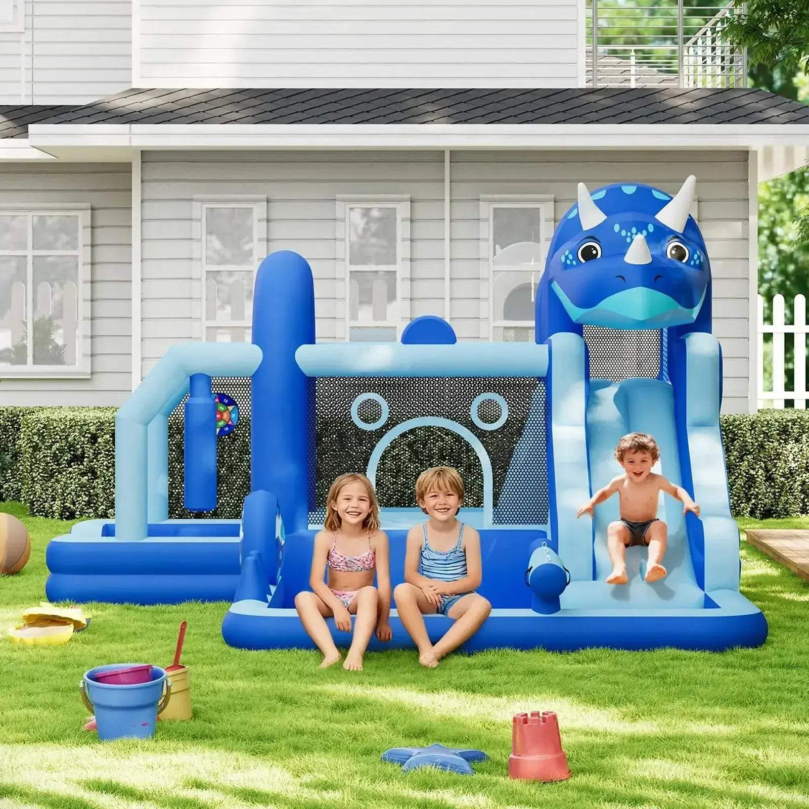 Dinosaur Bounce House With Water Slide For Kids Quick Setup - Image 5