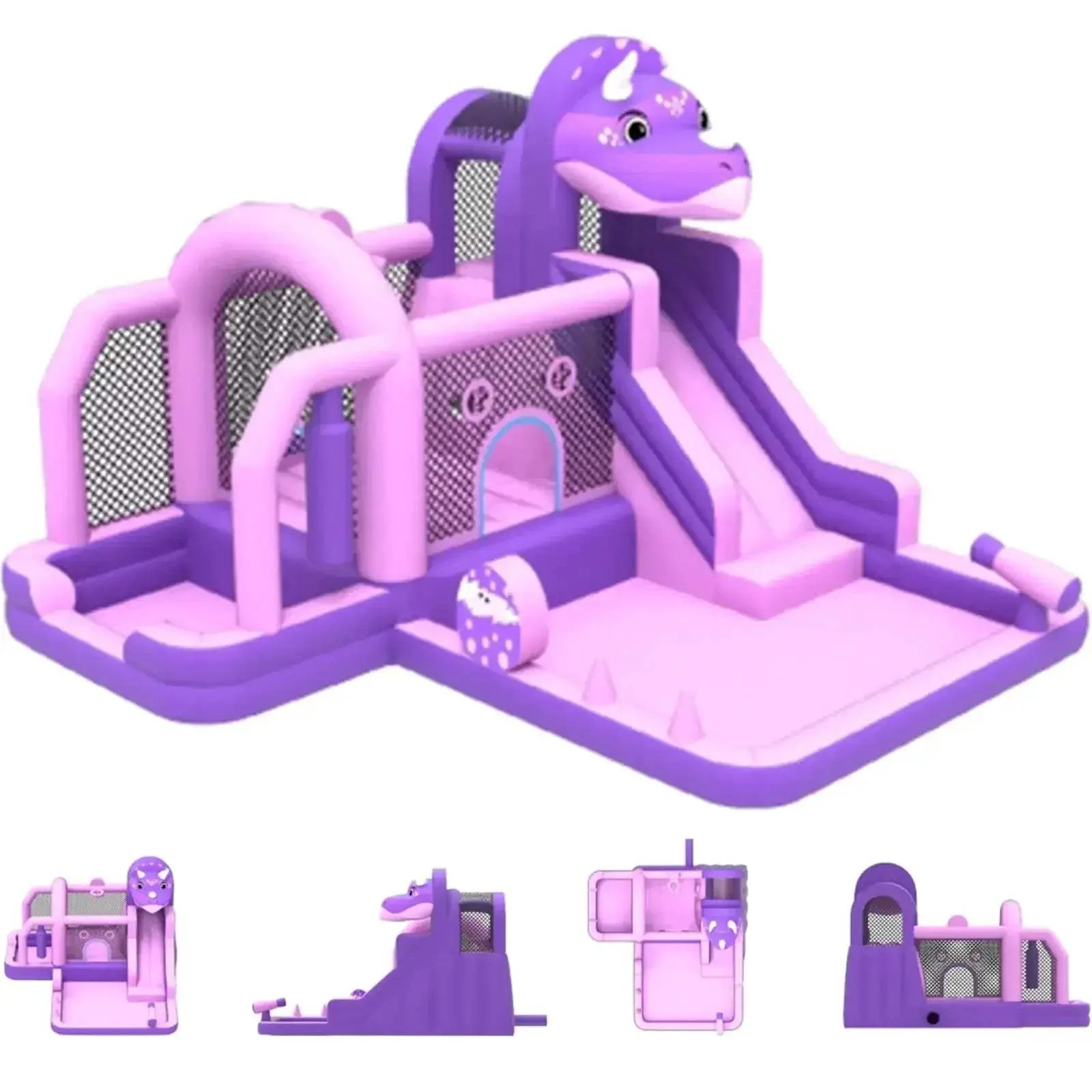 Dinosaur Bounce House With Water Slide For Kids Quick Setup - Image 7
