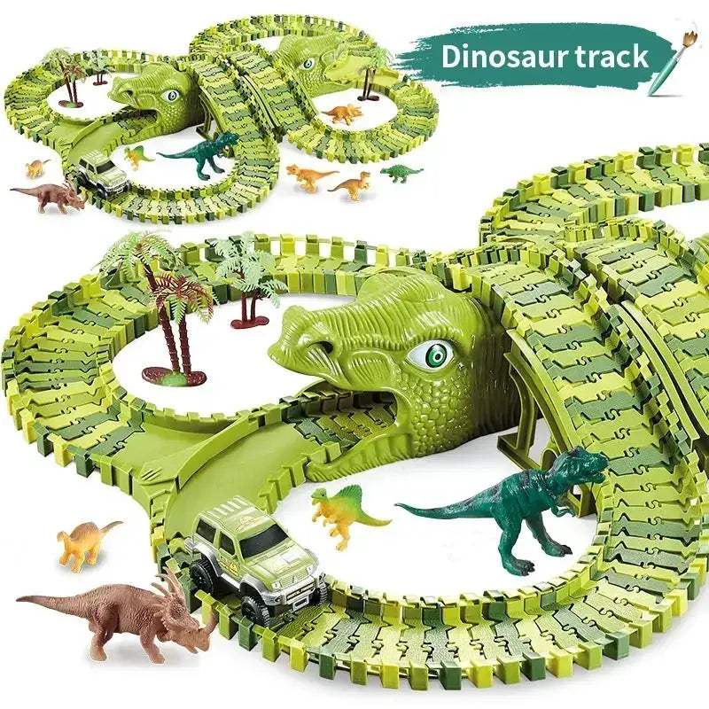 Dinosaur Racing Track Set With Flash Light For Kids - Image 3
