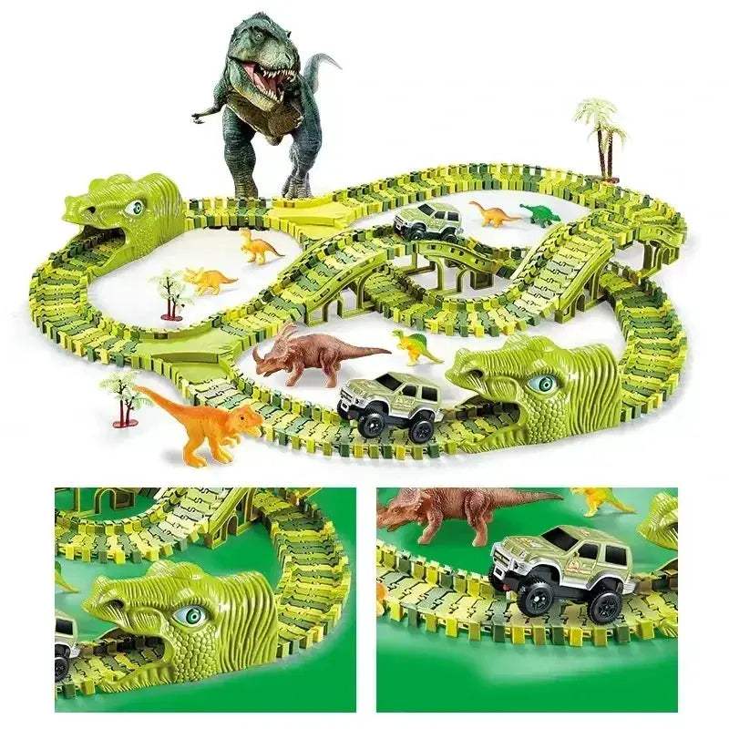 Dinosaur Racing Track Set With Flash Light For Kids - Image 4