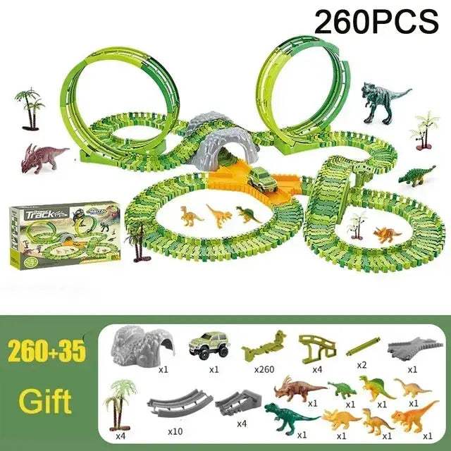 Dinosaur Racing Track Set With Flash Light For Kids - Image 7
