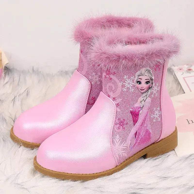 Disney Elsa Girls Winter Boots With Cozy Fur Lining