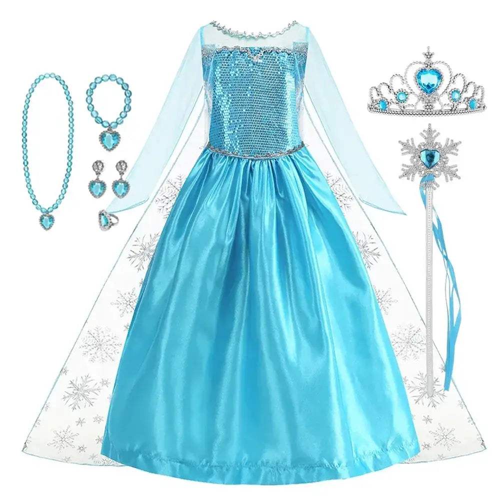 Disney Frozen Elsa Snow Queen Dress Sparkle Design For Girls Halloween Party - Image 11