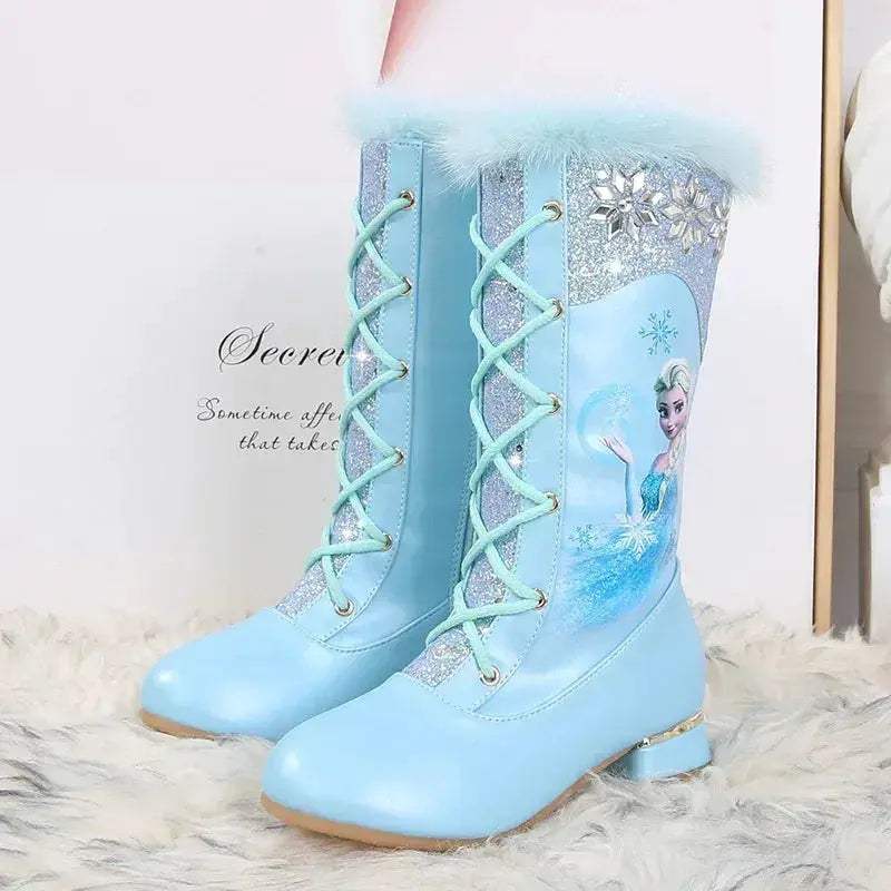 Disney Frozen Kids Leather Winter Boots With Plush Lining - Image 5