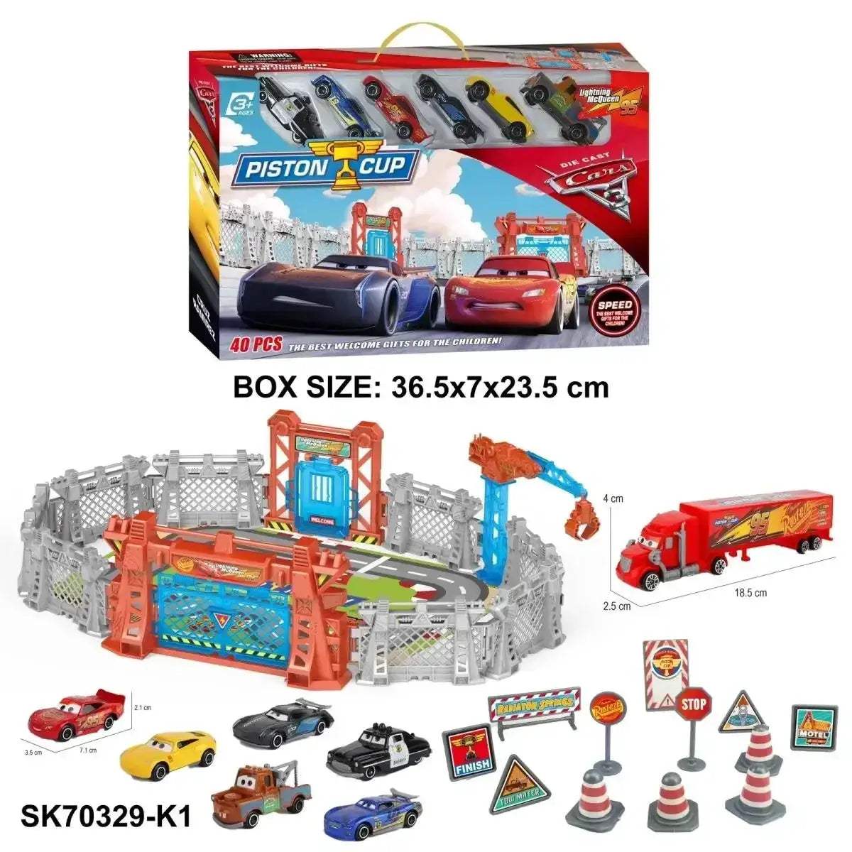 Disney Pixar Die Cast Cars Set With Race Track Playset
