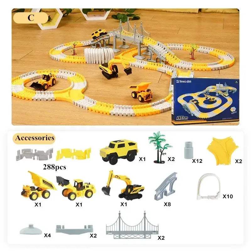 DIY Car Race Track Set for Kids with Flexible Rails - Image 8