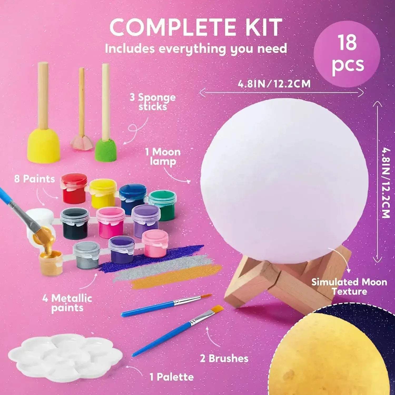 DIY Moon Night Light Kit for Kids Creative Paintable Moon - Image 2