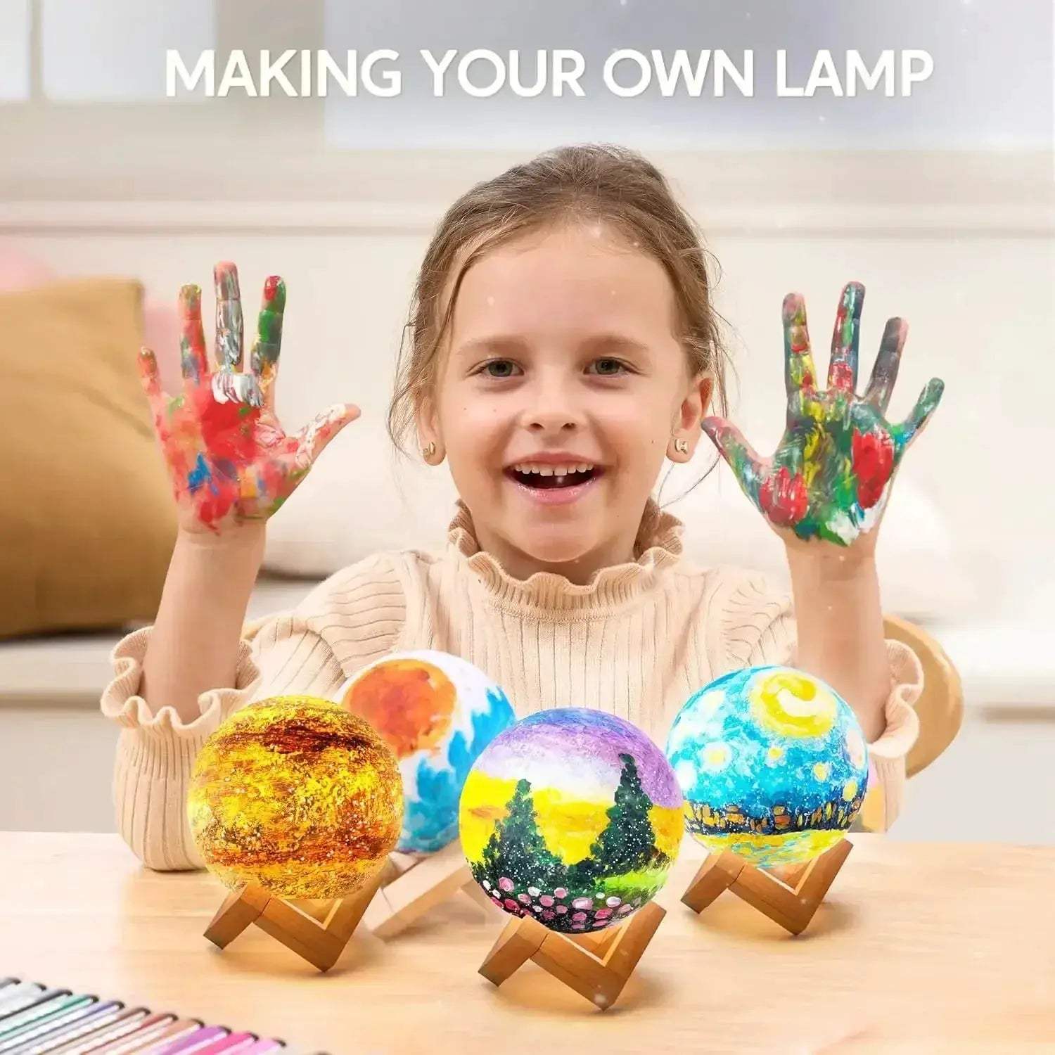 DIY Moon Night Light Kit for Kids Creative Paintable Moon - Image 5