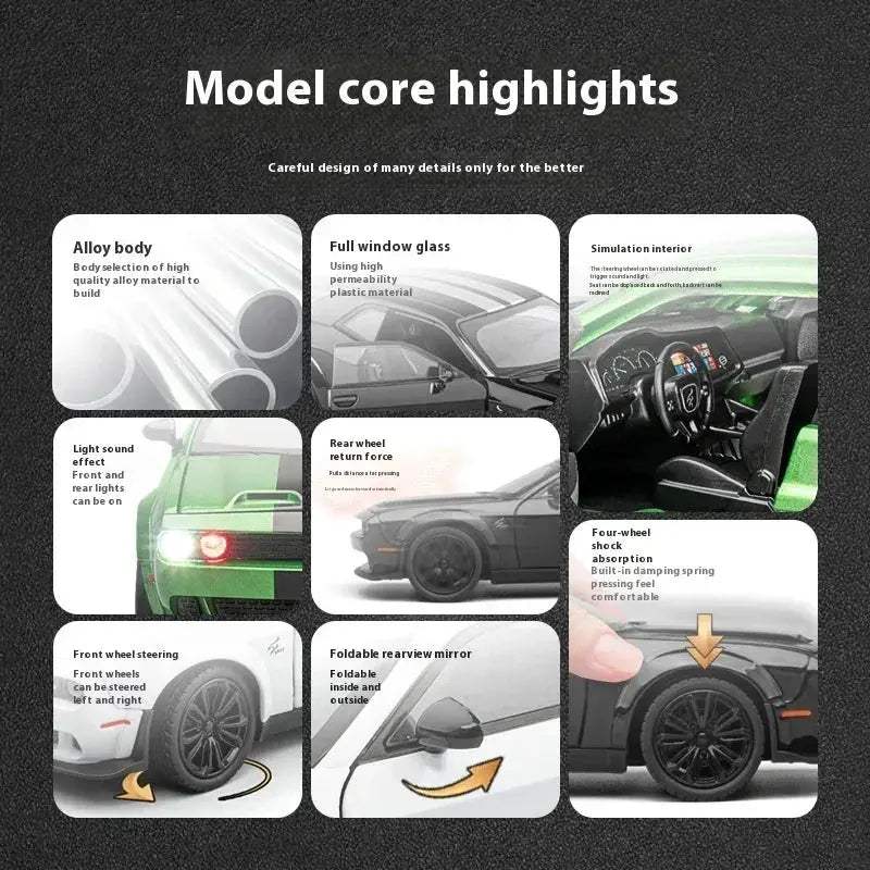 Dodge Challenger Diecast 1 to 22 Scale with Sound Light for Collectors - Image 2