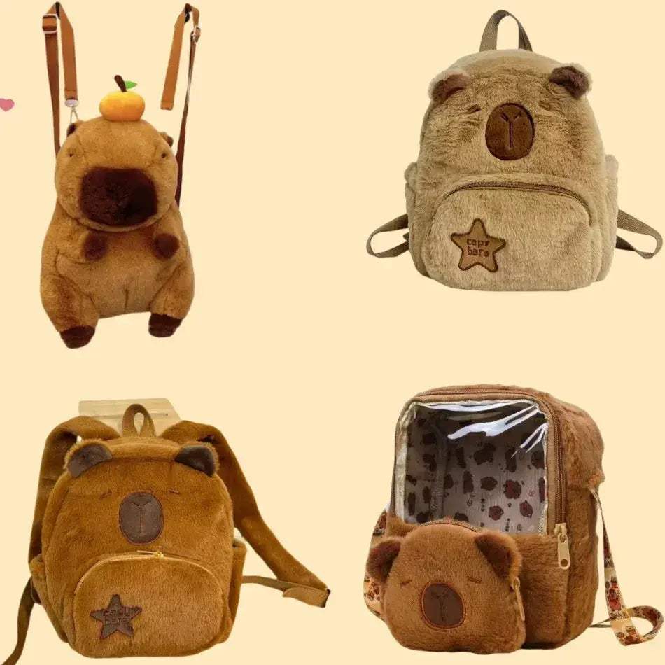 Capybara Plush Backpack Dual Purpose Shoulder Bag For Kids