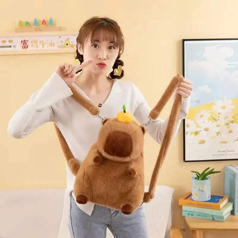Capybara Plush Backpack Dual Purpose Shoulder Bag For Kids - Image 5