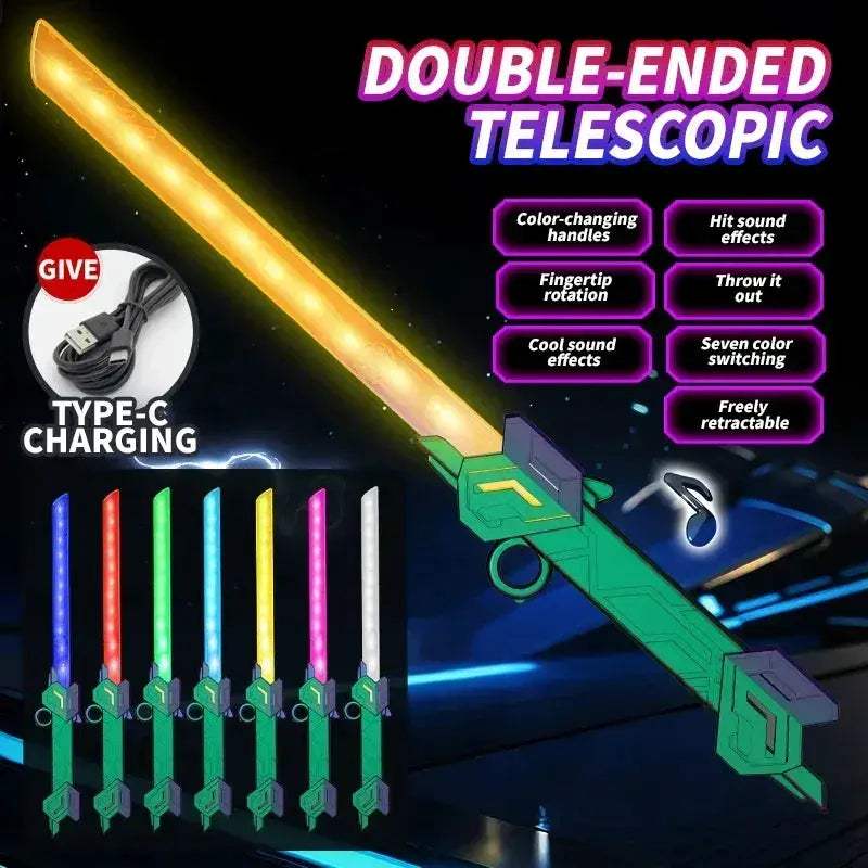 Double-Headed Retractable RGB Lightsaber With Sound Effects USB Charging