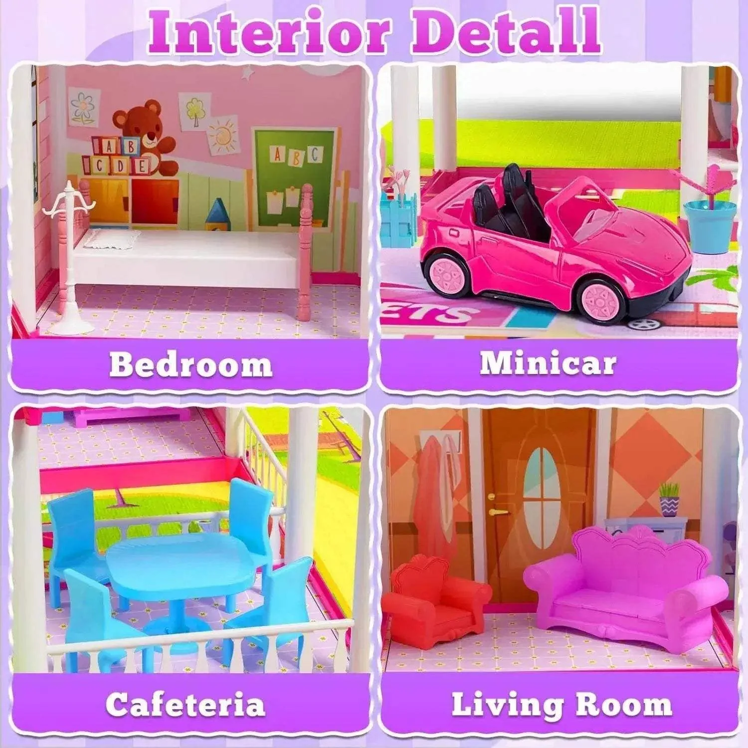 Dreamy Dollhouse With Lights For Girls 3 Plus Years - Image 4