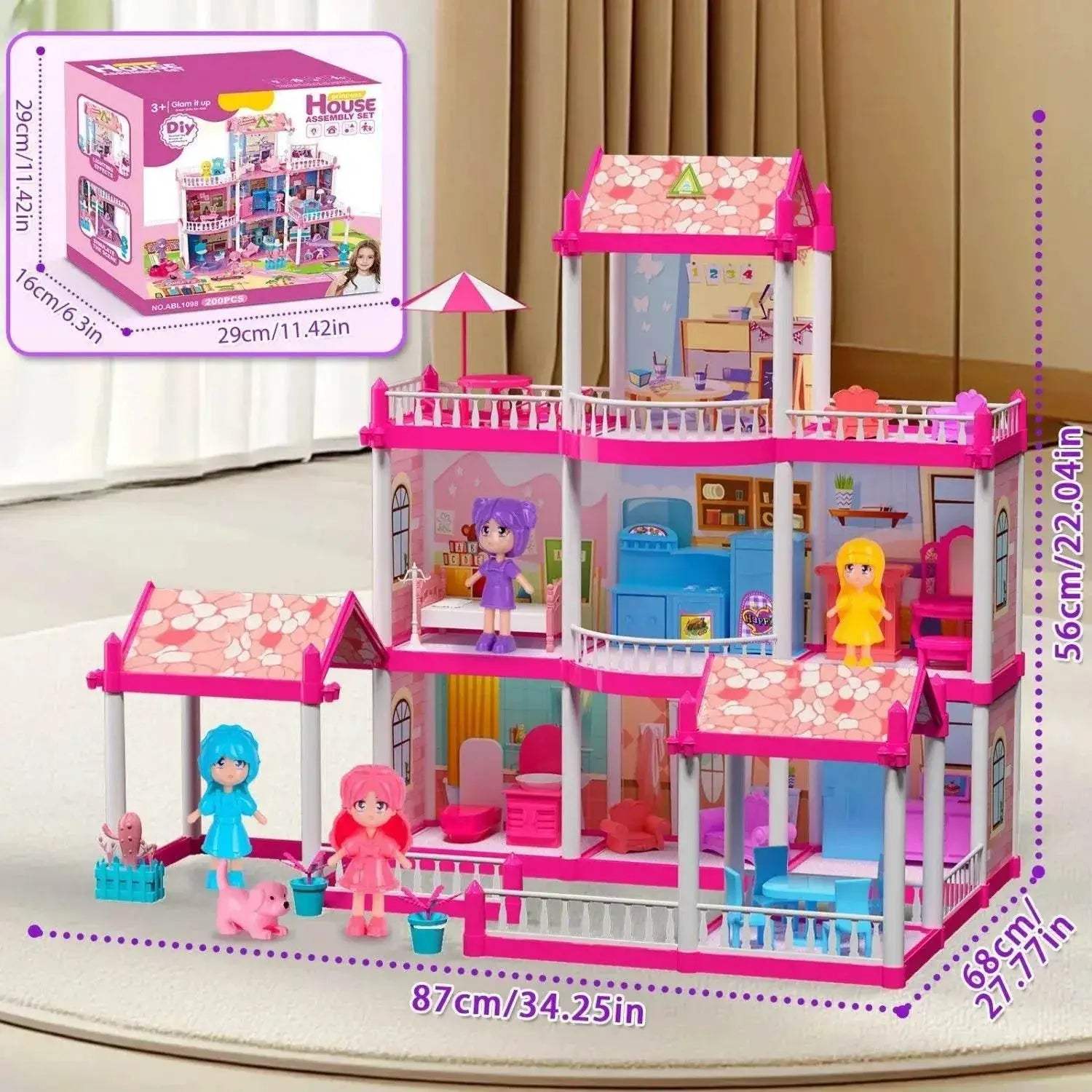Dreamy Dollhouse With Lights For Girls 3 Plus Years - Image 5