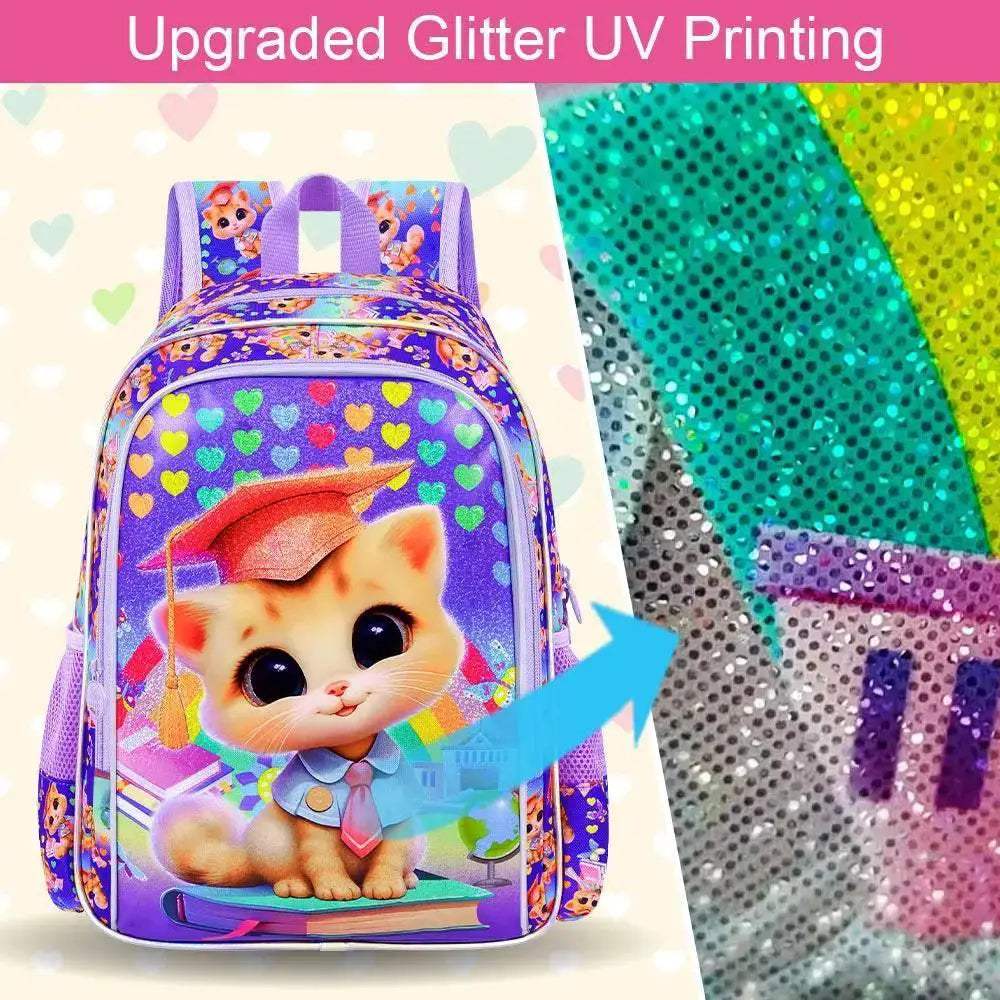 Durable Backpack Set 3 In 1 With UV Print Lunch Box And Pencil Case White Cloud Deer For Girls 7 To 13 - Image 3