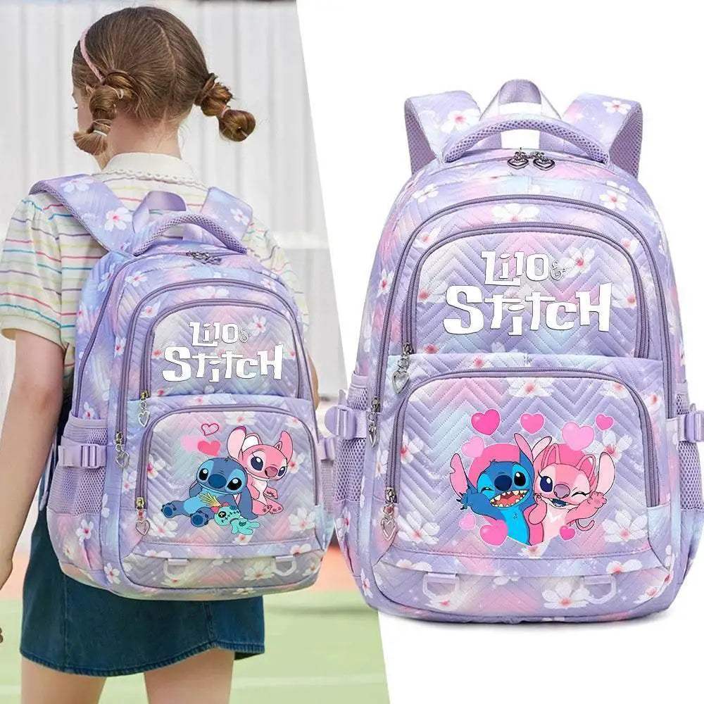 Durable Backpack Waterproof Lilo Stitch Theme Large Capacity For Women And Girls