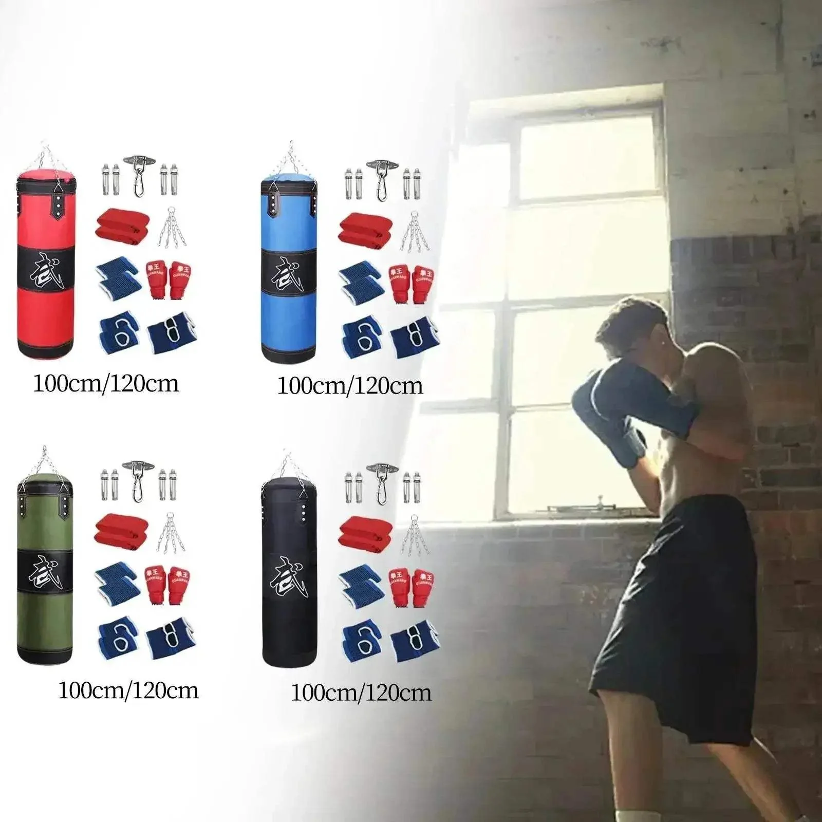 Durable Boxing Bag Unfilled With Gloves For Kids Home Gym - Image 3