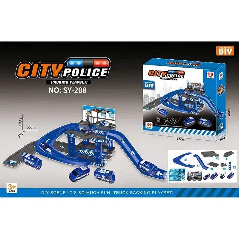 Durable Diecast Police Cars And Fire Engine Parking Track Set - Image 10