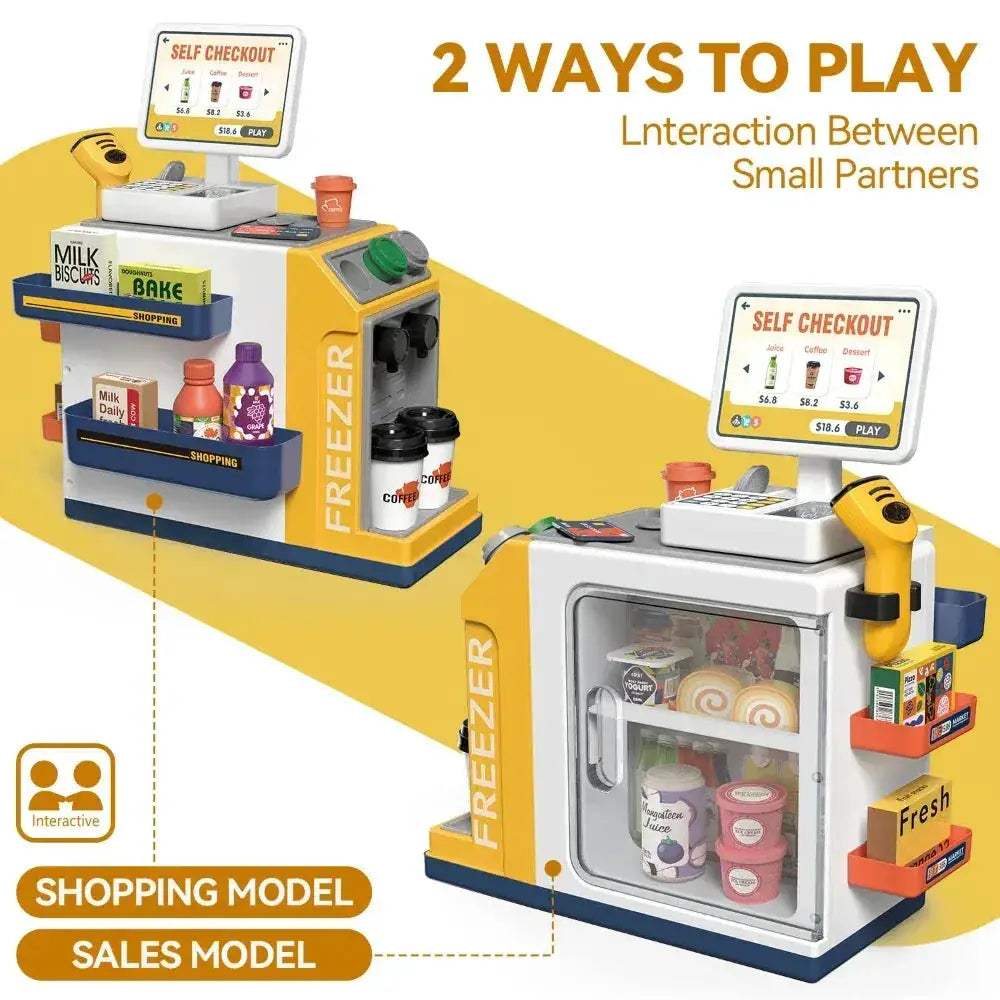 Educational Cash Register Toy Set With Scanner And Coffee Machine For Ages 3 And Up - Image 2