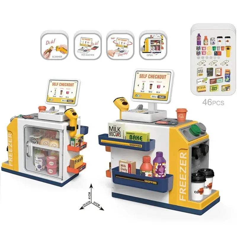 Educational Cash Register Toy Set With Scanner And Coffee Machine For Ages 3 And Up - Image 7