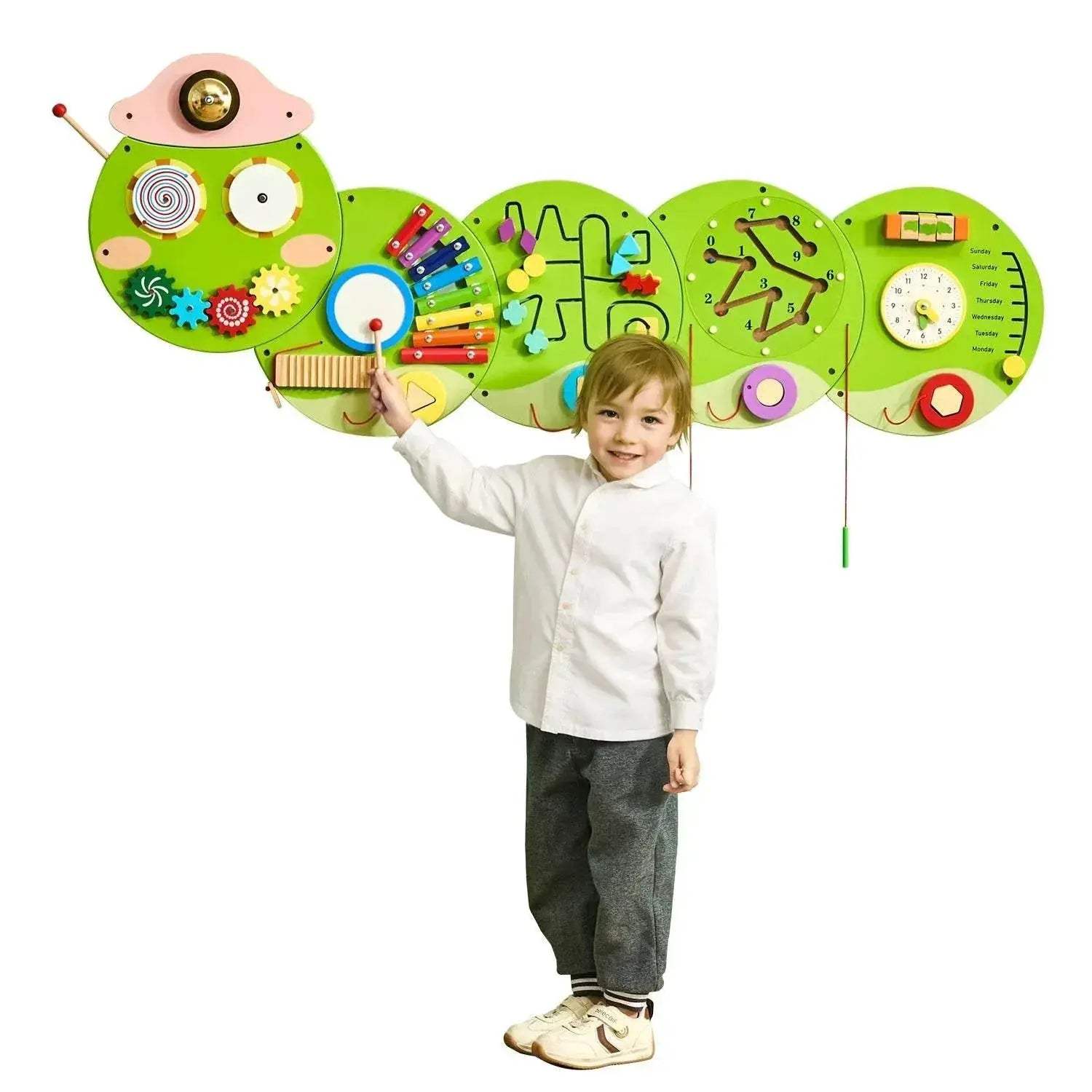 Educational Caterpillar Wall Busy Board 12 Activities Kids