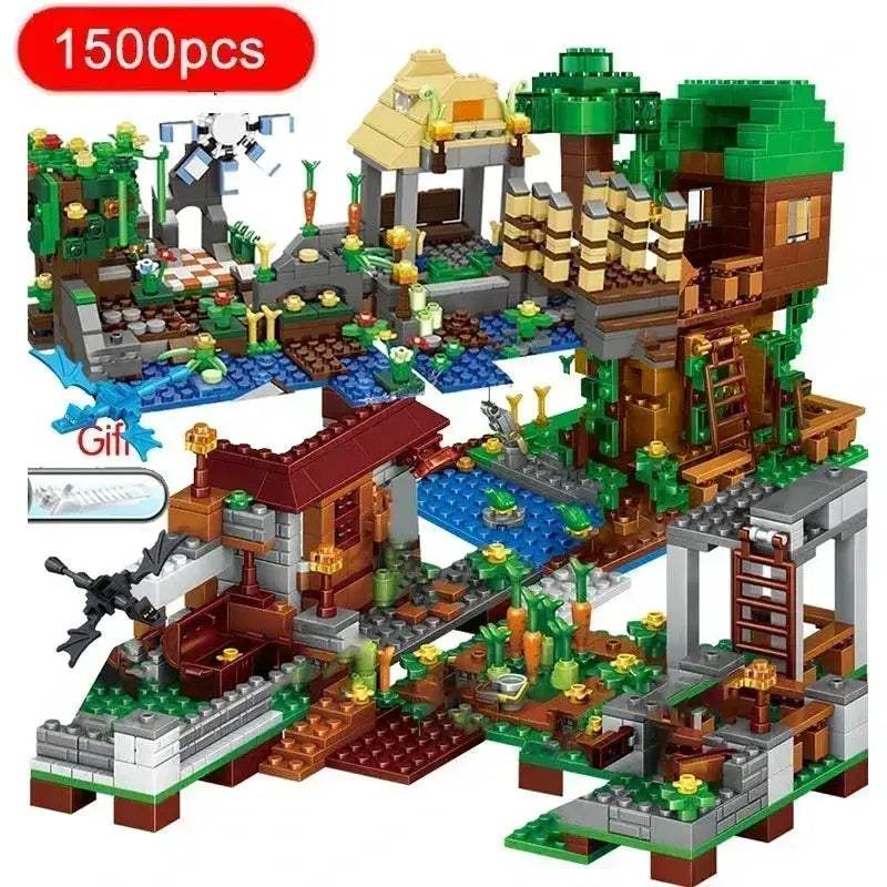 Educational Minecraft Compatible Building Blocks With Elevator And Figures