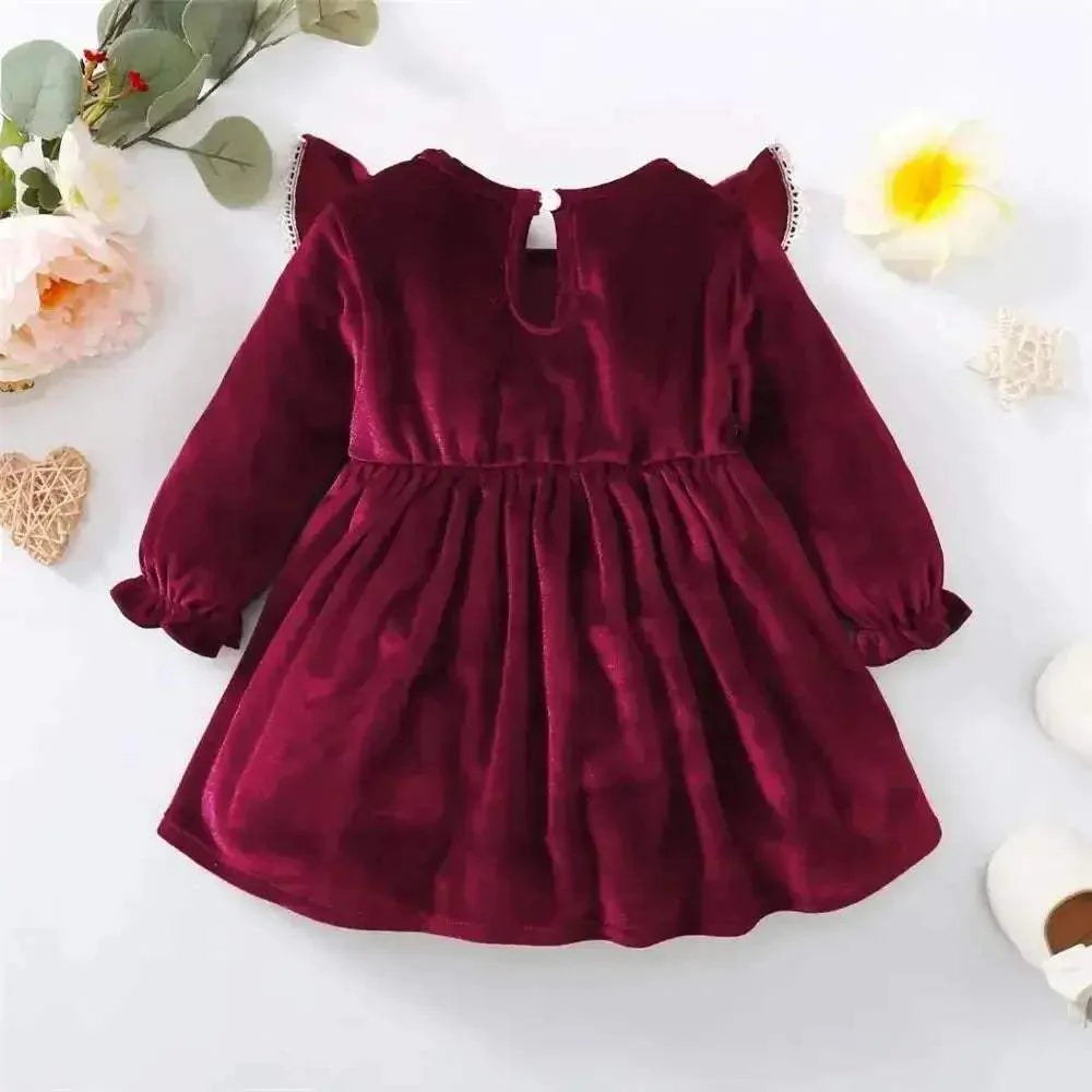Elegant Baby Girl Dress Long Sleeve Ruffle Satin Finish Princess Style For Ages 0 To 24 Months Festival - Image 5