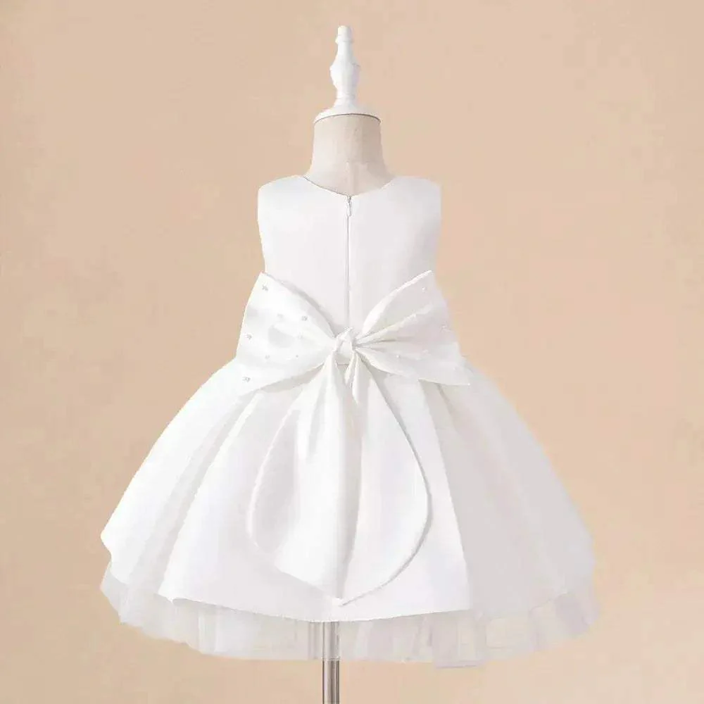 Elegant Baby Party Dress Beaded Bow For Baby Girls - Image 4