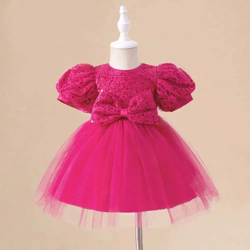 Elegant Party Dress For Baby Girls With Flying Sleeve Butterfly Flower Embroidery For First Birthday - Image 3
