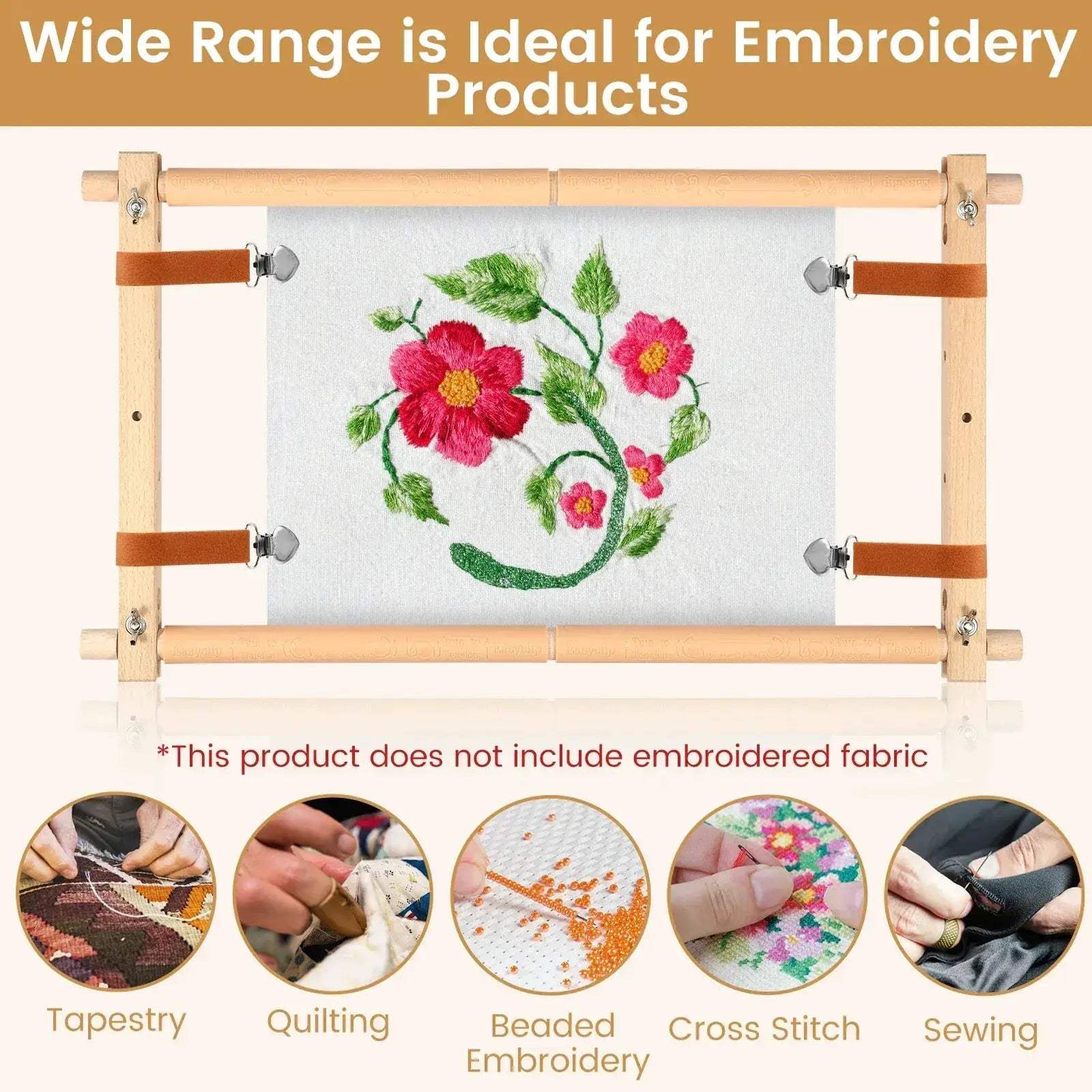 Wooden Embroidery Scroll Frame With Rotated Adjustable Design - Image 4