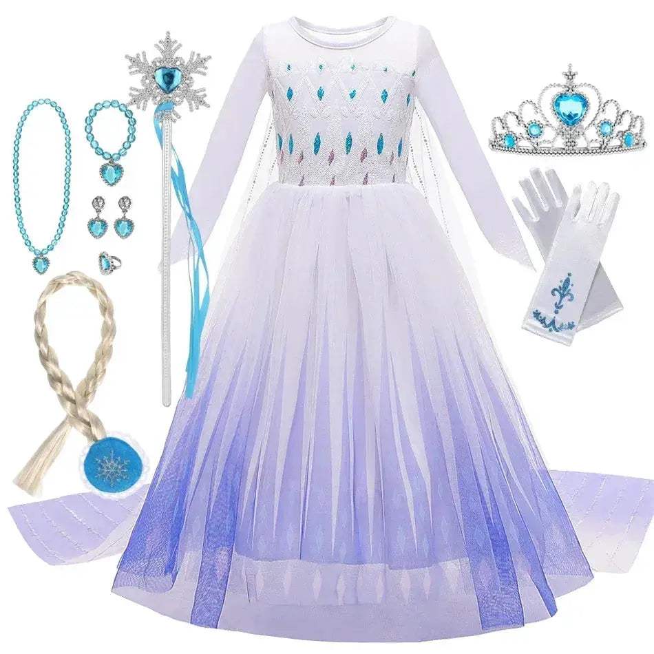 Enchanting Disney Princess Costume Anna Elsa Dress For Girls Ages 2 To 10 - Image 15