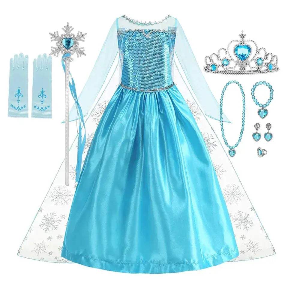 Enchanting Disney Princess Costume Anna Elsa Dress For Girls Ages 2 To 10 - Image 16