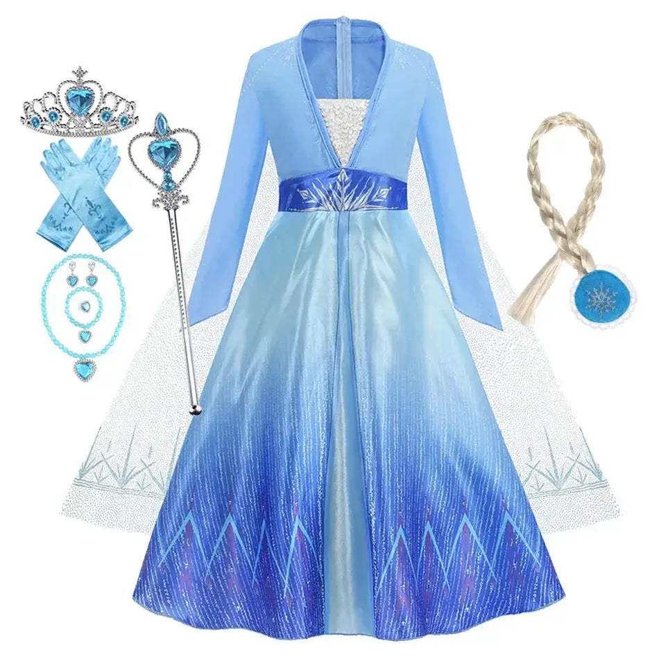 Enchanting Disney Princess Costume Anna Elsa Dress For Girls Ages 2 To 10 - Image 17