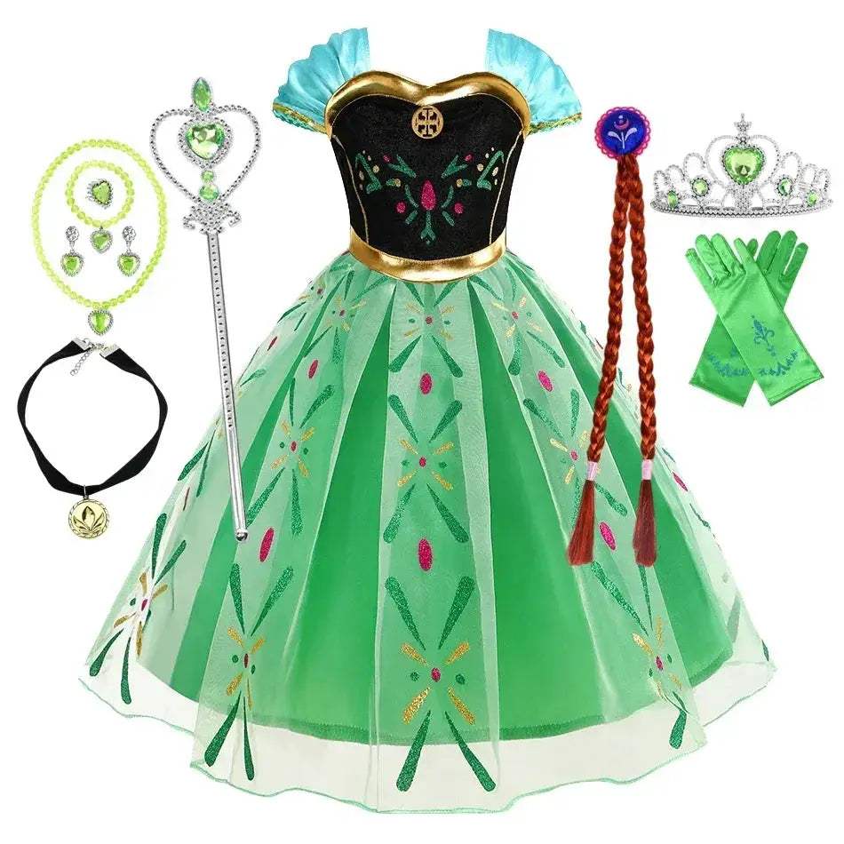Enchanting Disney Princess Costume Anna Elsa Dress For Girls Ages 2 To 10 - Image 19