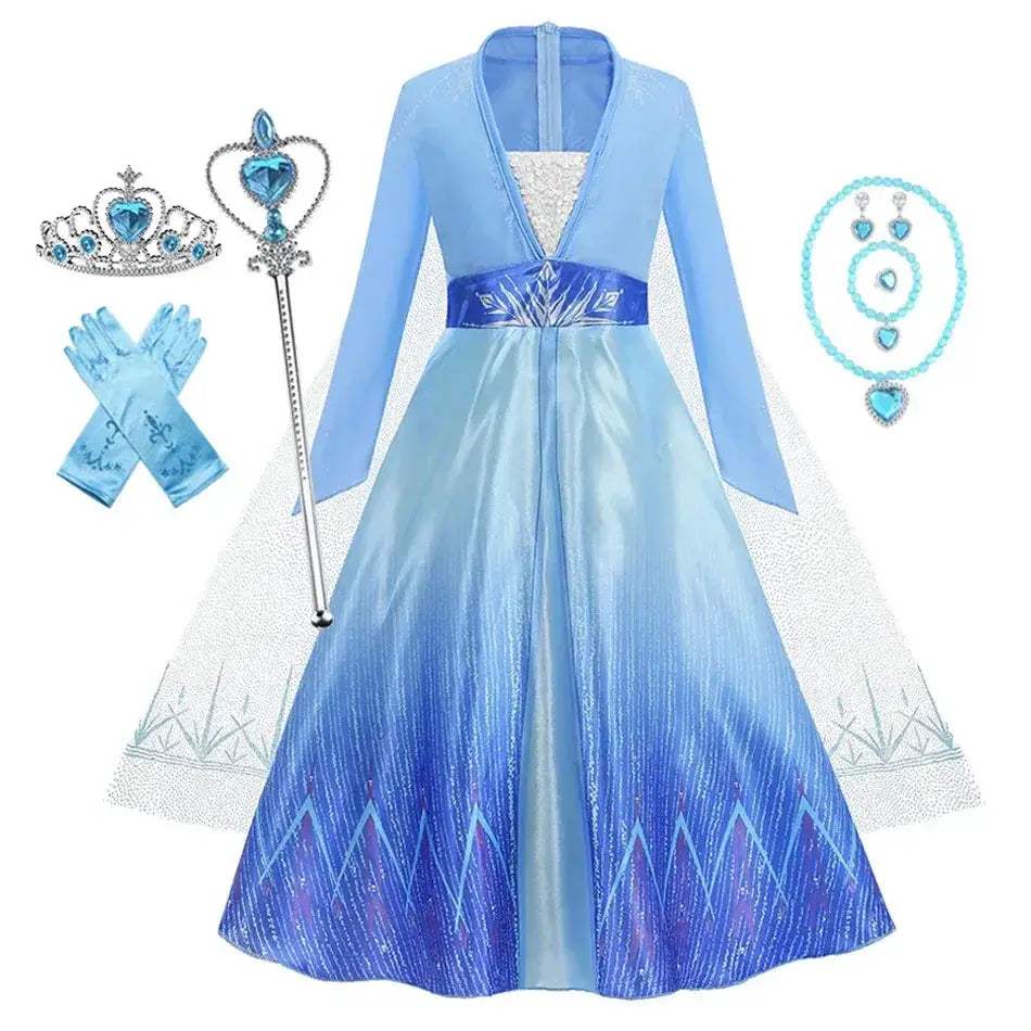 Enchanting Disney Princess Costume Anna Elsa Dress For Girls Ages 2 To 10 - Image 25