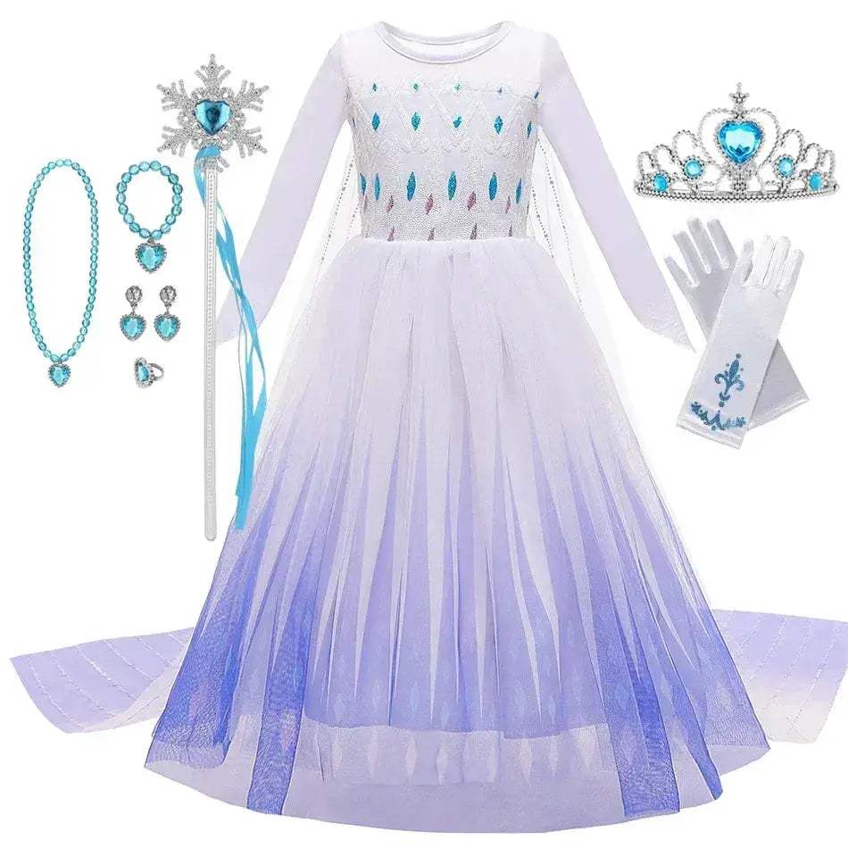 Enchanting Disney Princess Costume Anna Elsa Dress For Girls Ages 2 To 10 - Image 3