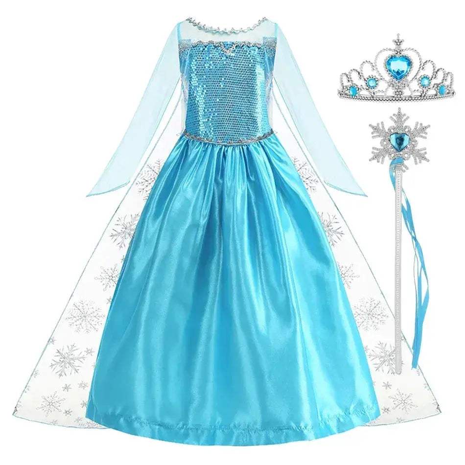 Enchanting Disney Princess Costume Anna Elsa Dress For Girls Ages 2 To 10 - Image 5