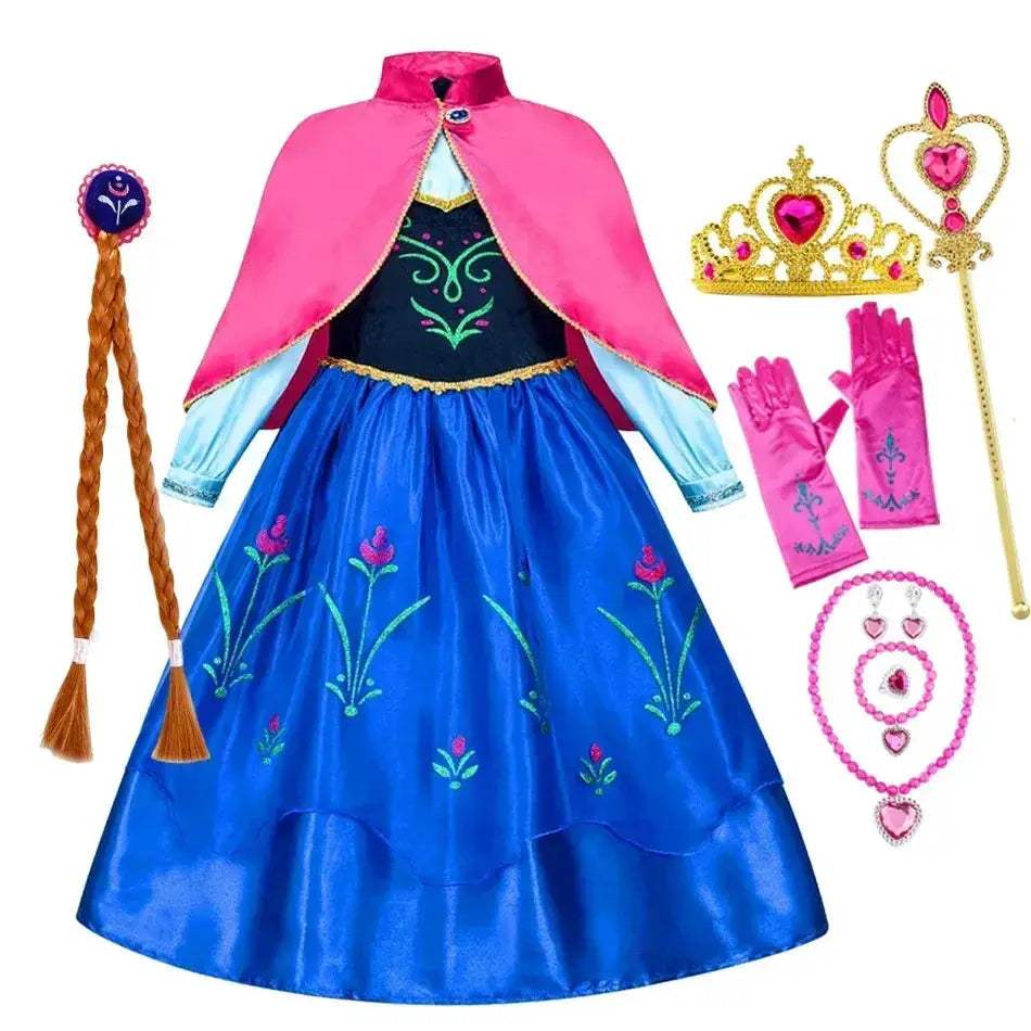 Enchanting Disney Princess Costume Anna Elsa Dress For Girls Ages 2 To 10 - Image 6