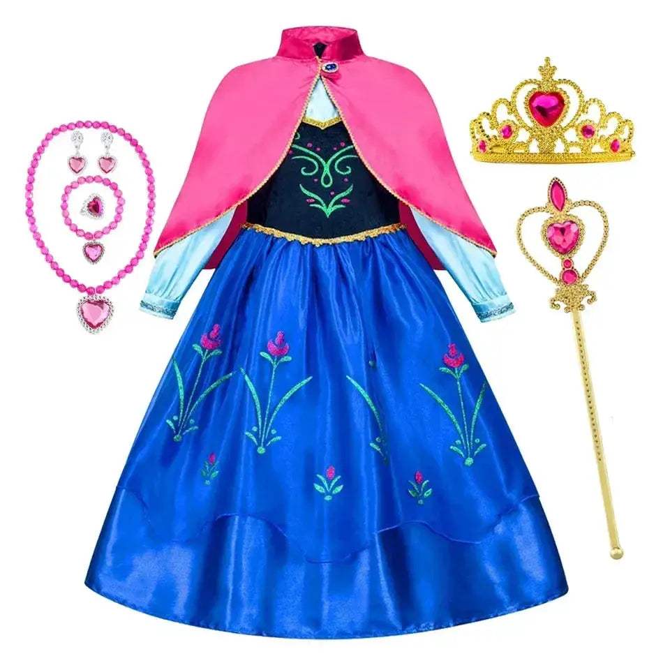 Enchanting Disney Princess Costume Anna Elsa Dress For Girls Ages 2 To 10 - Image 7