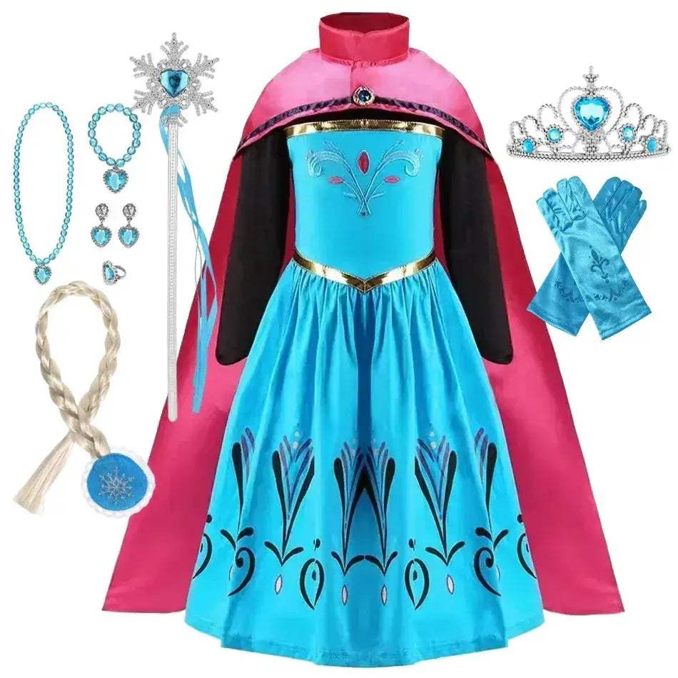 Enchanting Disney Princess Costume Anna Elsa Dress For Girls Ages 2 To 10 - Image 9