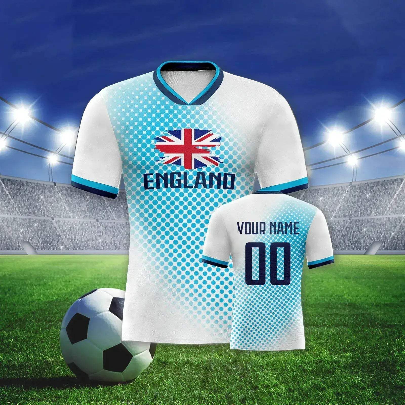 England Soccer Jersey Unisex Quick Dry Knit Football Shirt With Personalized Name And Number - Image 6