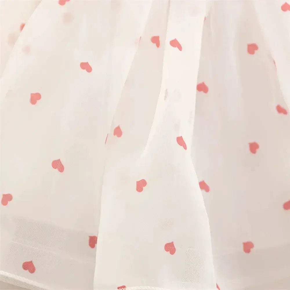 Eye Catching Baby Girl Princess Dress Dots Bow Puff Sleeves - Image 6
